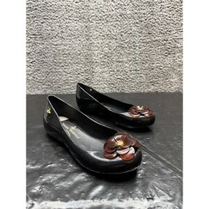 Vivienne Westwood Melissa Ultragirl Floral Slip On Flats Black Womens Size 5 US